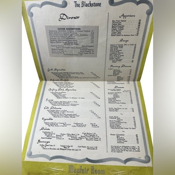 Mayfair Room Historic Menu 👑 - Picture 3 of 4